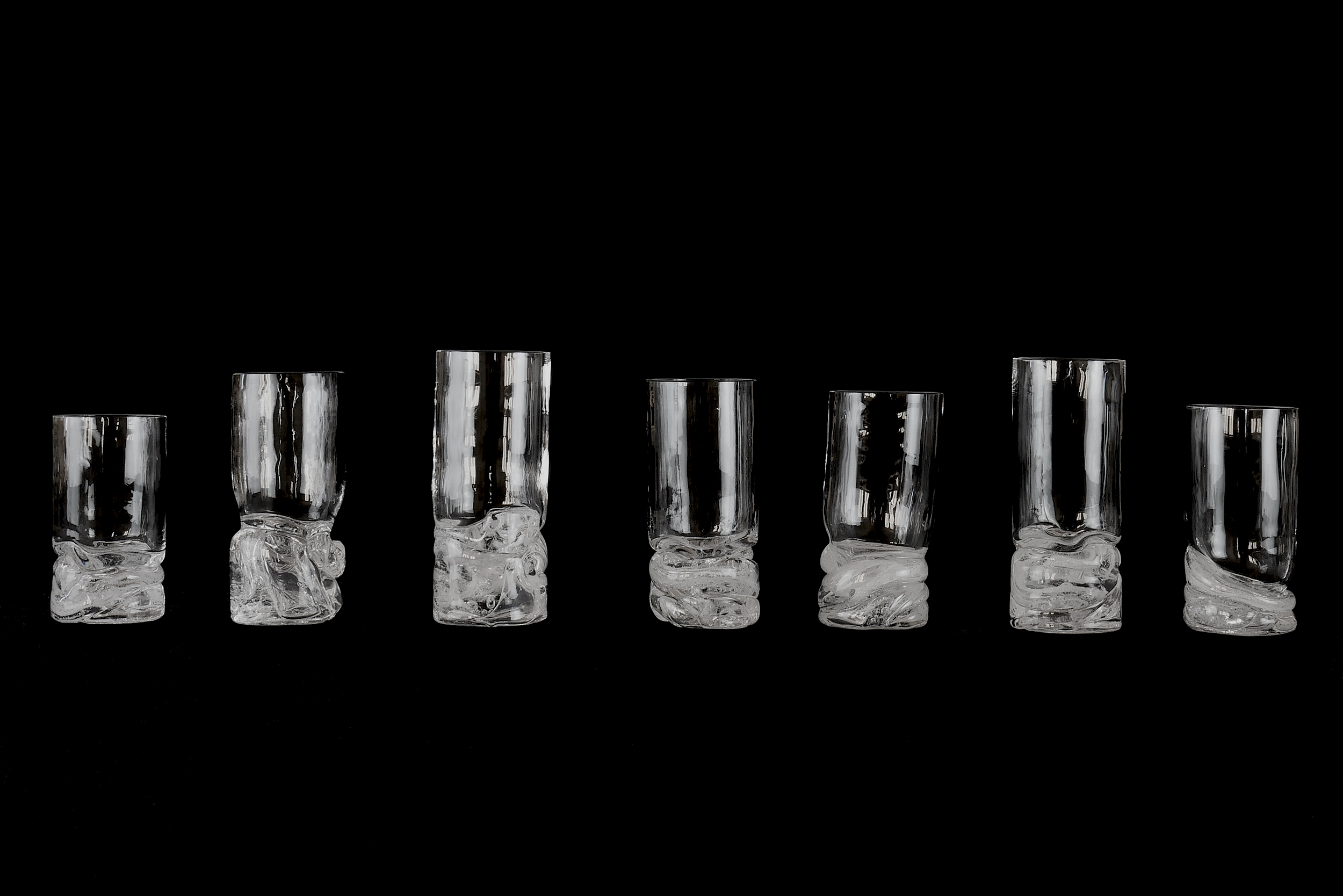 7 verres shooters OTR en verre soufflé et verre plein